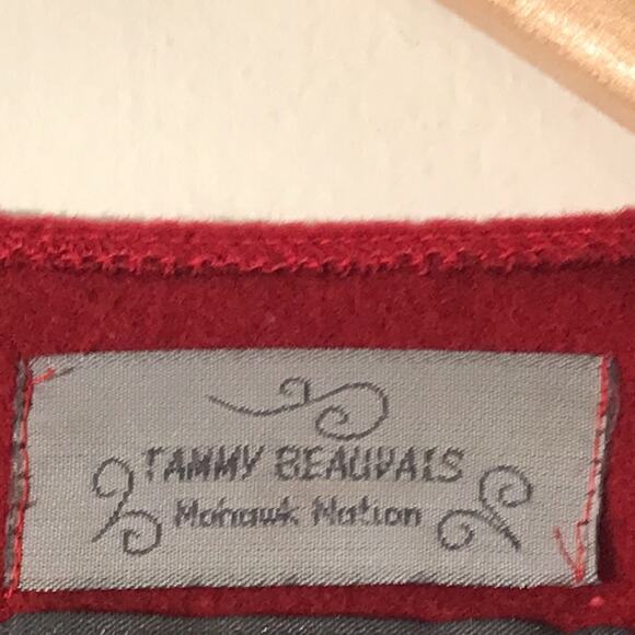 Tammy Beauvais Mohawk Nation Red Cashmere Wool Cape. OS - Picture 5 of 10